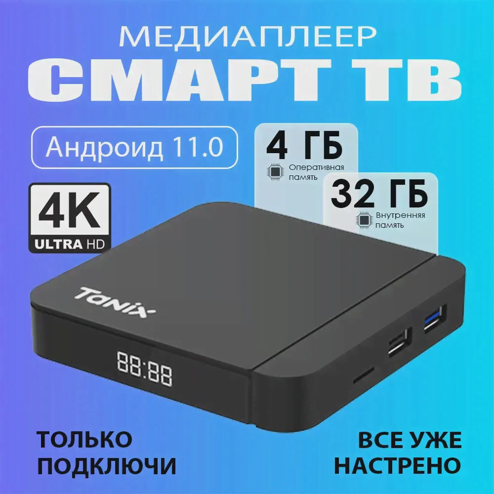 Smart TV приставка Tanix w2 4/32gb