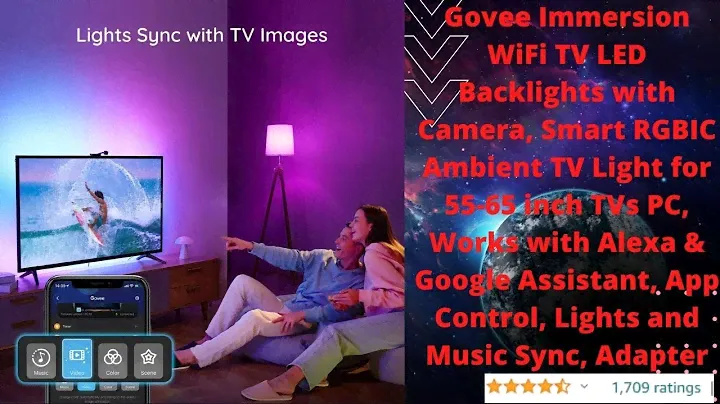 Govee Immersion WiFi TV LED Backlights with Camera, Smart RGBIC Ambient TV Light for 55-65 inch TVs