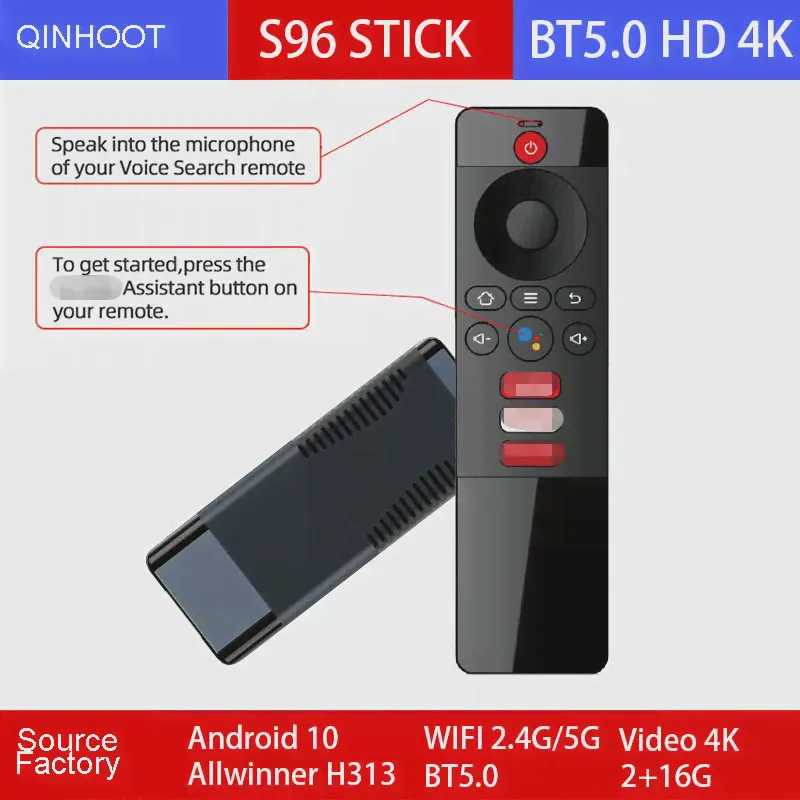 S96 Smart TV Stick Android 10 4K Smart Android TV Box 2,4 G/5,8G Двойной WiFi Smart TV Box H.265 медиаплеер ТВ-ресивер телеприставка b