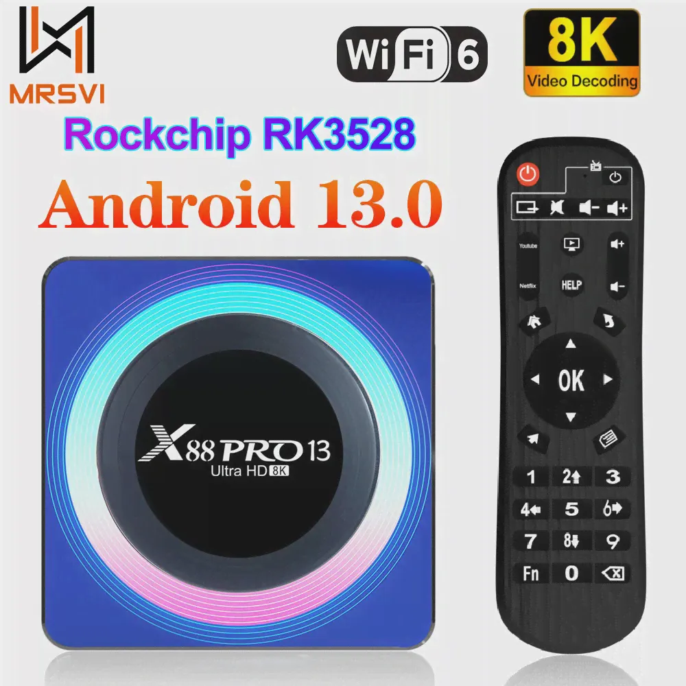 2023 Новый Smart TV Box X88 13 Pro Android 13 8K TV Box 4G 64G RK3528 WiFi6 Двойной Wifi Медиаплеер Голосовой Помощник smart TV box-0