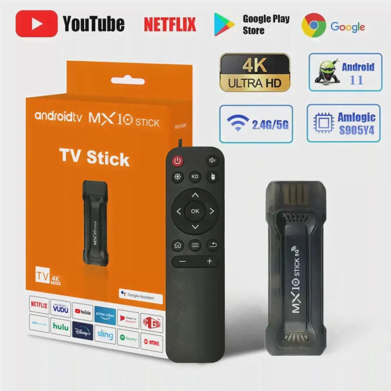 MX10 TV Stick Android 11 OS HDR мини-ТВ-приставка 4K 1080p 2,4g/5G WiFi Smart TV Stick для Google YouTube Netflix сетевой медиаплеер
