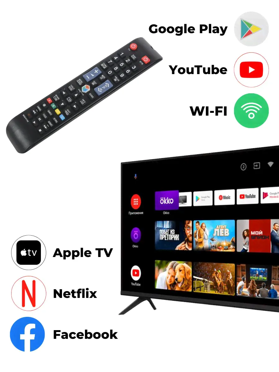 SMART TV Телевизор 35" HD, черный