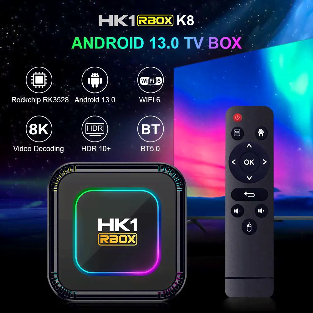 HK1 RBOX K8 RK3528 Smart TV Box Android 13 4G 128 ГБ 64 ГБ 32G 8K Wi-Fi6 BT 5,0 Медиаплеер HK1RBOX ТВ-приставка 2 ГБ + 16 ГБ-2