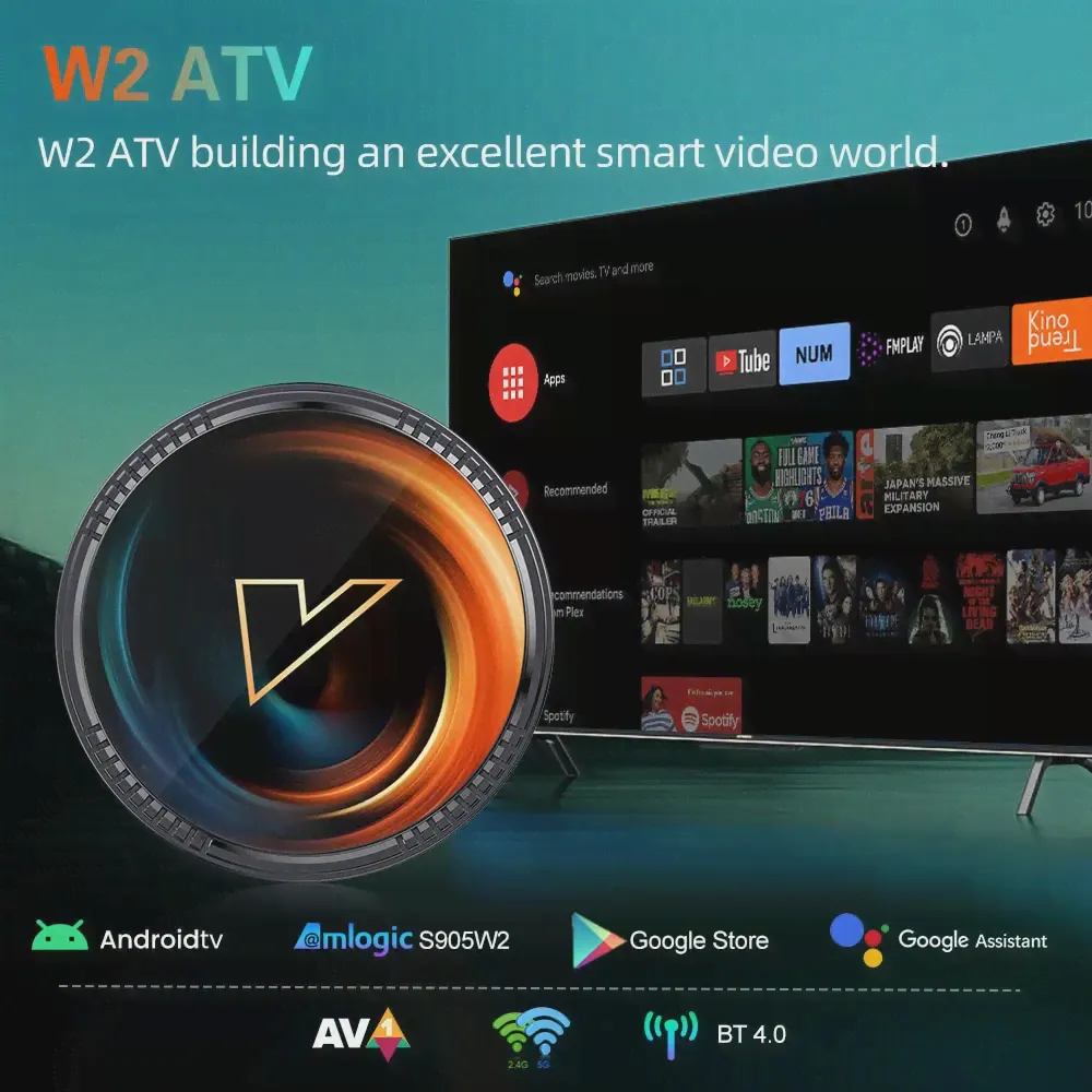 ТВ-приставка W2 ATV Android 11 Amlogic S905W2 поддержка 4K AV1 2,4 и 5G Wifi BT с пультом дистанционного управления Google Voice 2G16G 4G32G 64G Smart TV Box (art.: 3920c2309f96c)-1