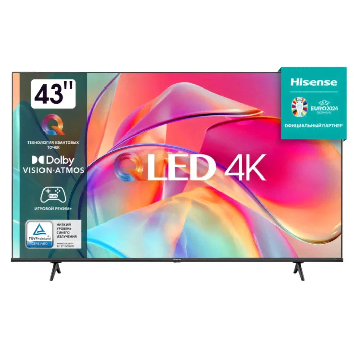 Телевизор Hisense 43E7KQ, 43", 3840x2160, DVB-T2/C/S2, HDMI 3, USB 2, Smart TV, чёрный-0