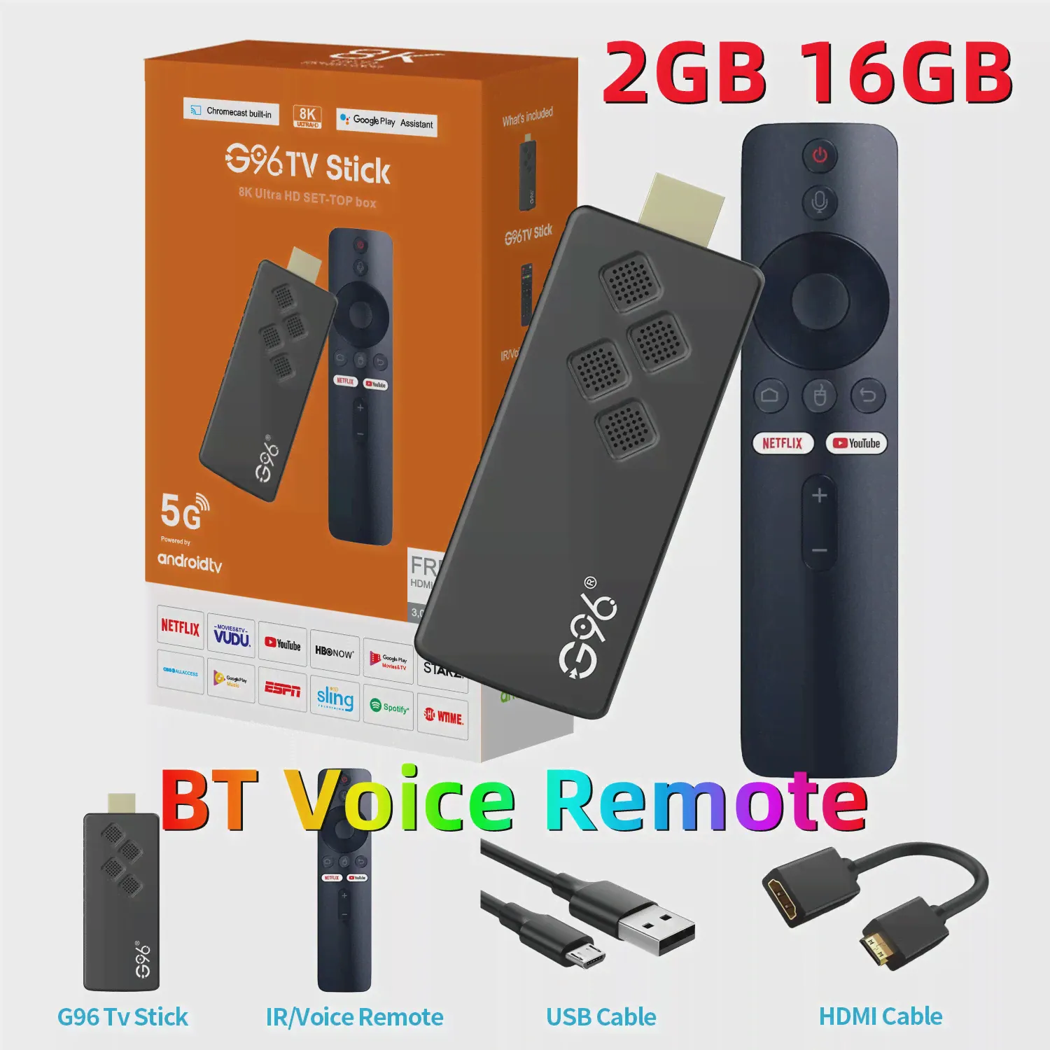 G96 4k Smart TV Stick Android 10, Операционная система ATV, телеприставка Allwinner h313 2GB16GB 2,4G/5G Wifi Bluetooth4 Медиаплеер Youtube-0