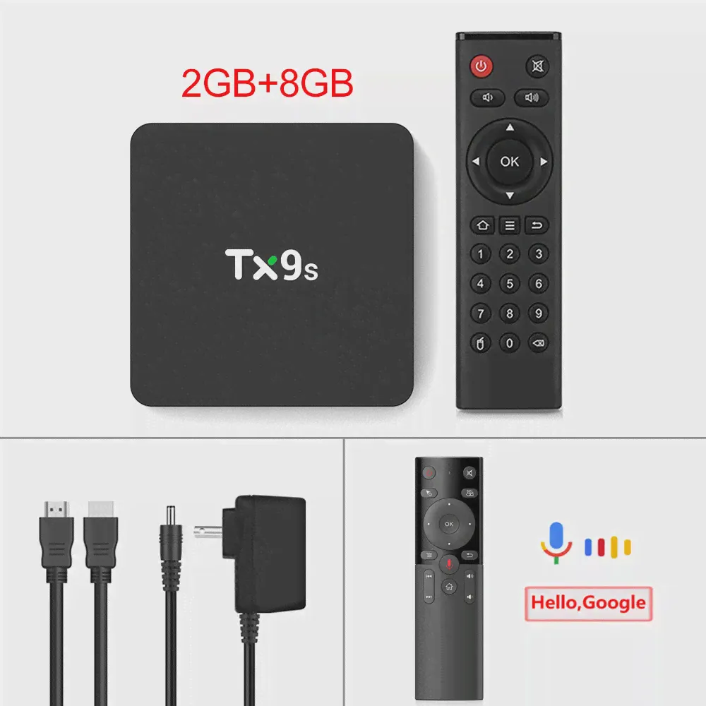 ТВ-приставка TX9s Android Smart TV Box Amlogic S912 2 ГБ 8 ГБ 4K 60 кадров в секунду, ТВ-приставка 2,4G Wifi 1000M Google Assistant Voice tanix tx9s телеприставка (art.: 3920c066b1d87)-1